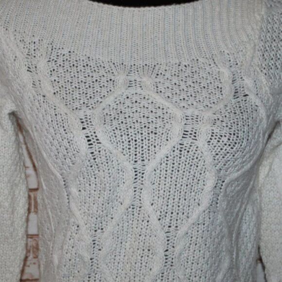 Loft White Cable Knit Sweater Size XS - Picture 2 of 4